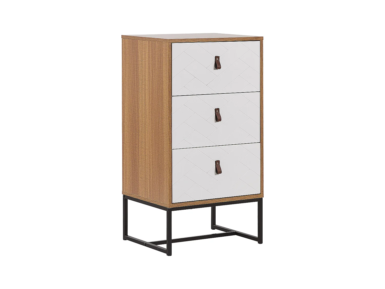Commode à 3 tiroirs NUEVA Marron clair/blanc