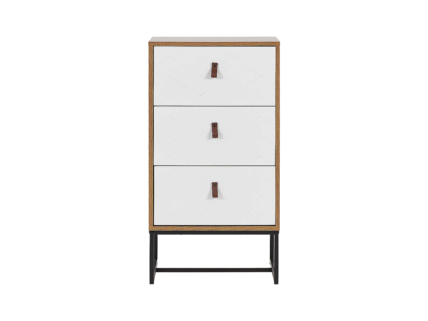 Moderne Kommode heller Holzfarbton / weiss 3 Schubladen Nueva