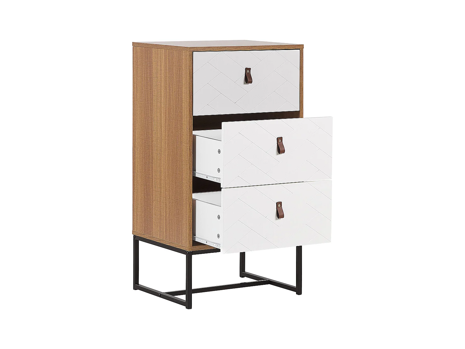 Moderne Kommode heller Holzfarbton / weiss 3 Schubladen Nueva