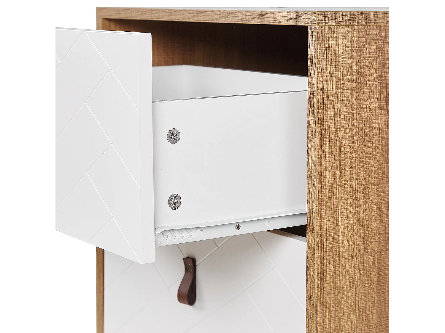 Moderne Kommode heller Holzfarbton / weiss 3 Schubladen Nueva