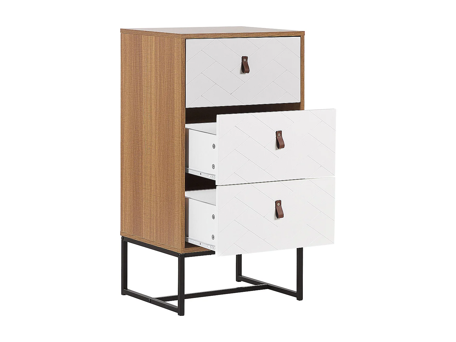 Commode à 3 tiroirs NUEVA Marron clair/blanc