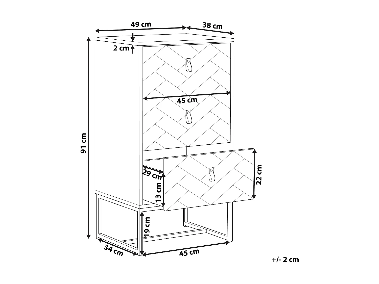 Ladekast 3 lades NUEVA Lichtbruin/wit