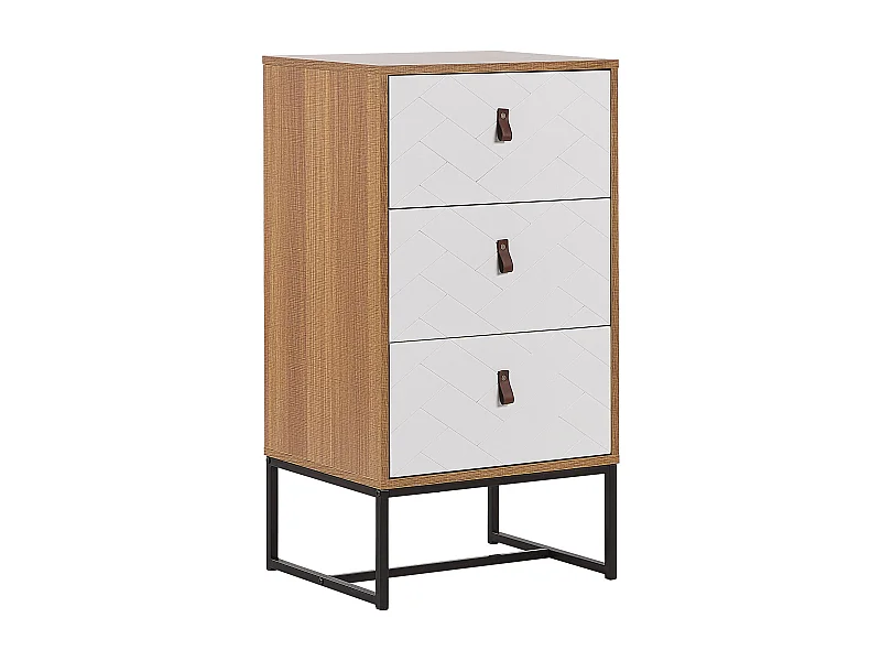 Commode à 3 tiroirs NUEVA Marron clair/blanc