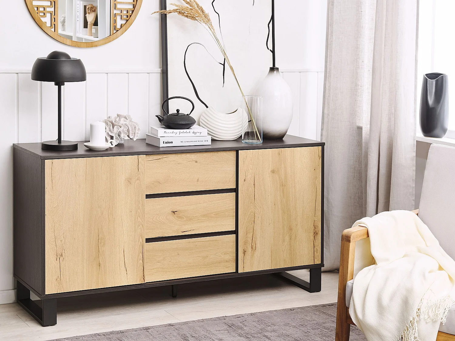 Dressoir met 2 deuren ELDA Bruin/zwart