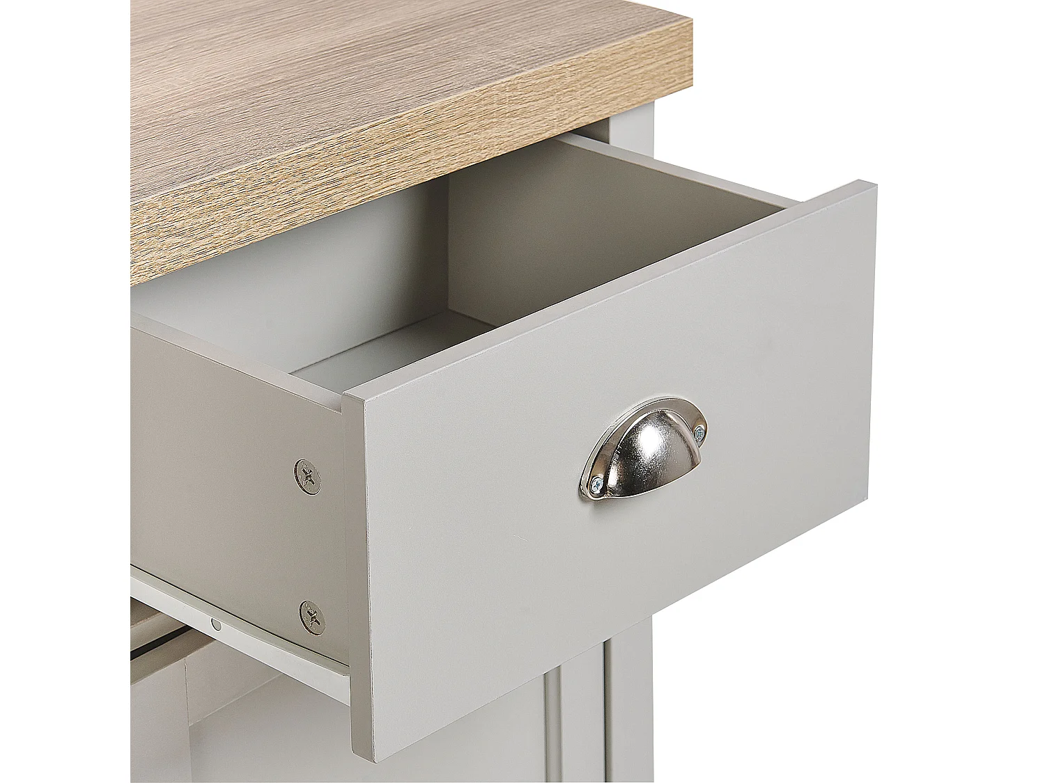 Commode 2 portes gris et bois clair CLIO