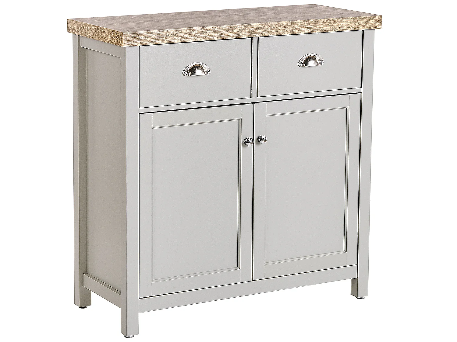 Commode 2 portes gris et bois clair CLIO