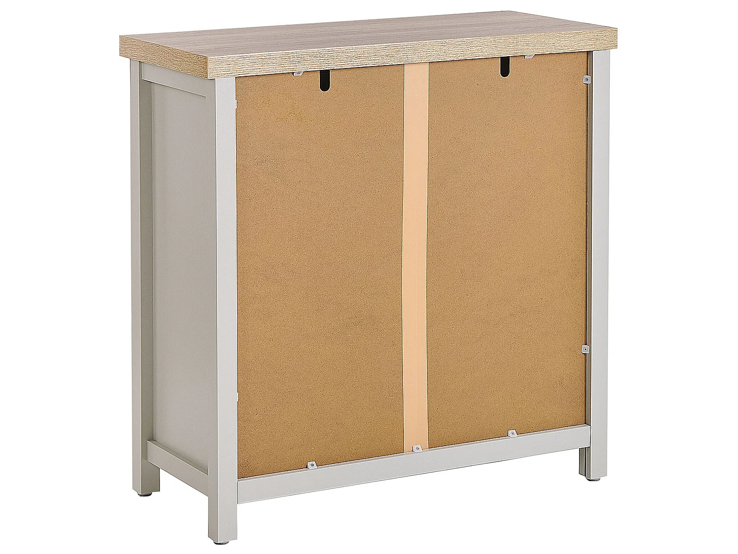 Commode 2 portes gris et bois clair CLIO