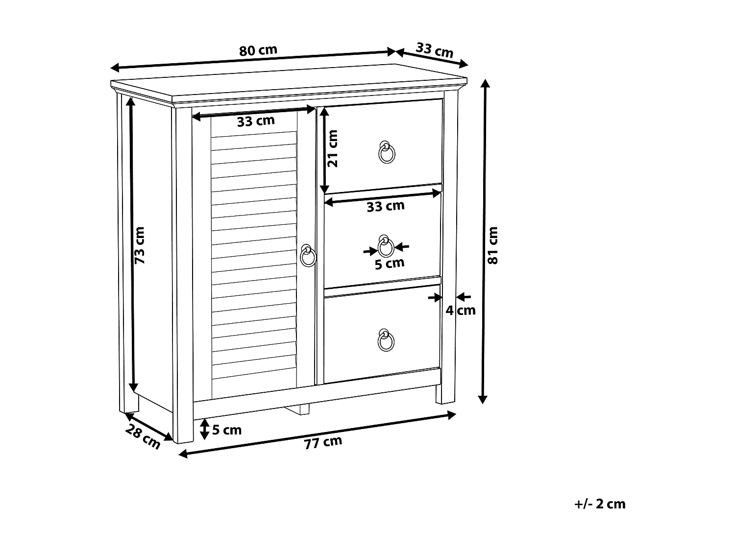 Sideboard KIRKLAND 81 cm Crème