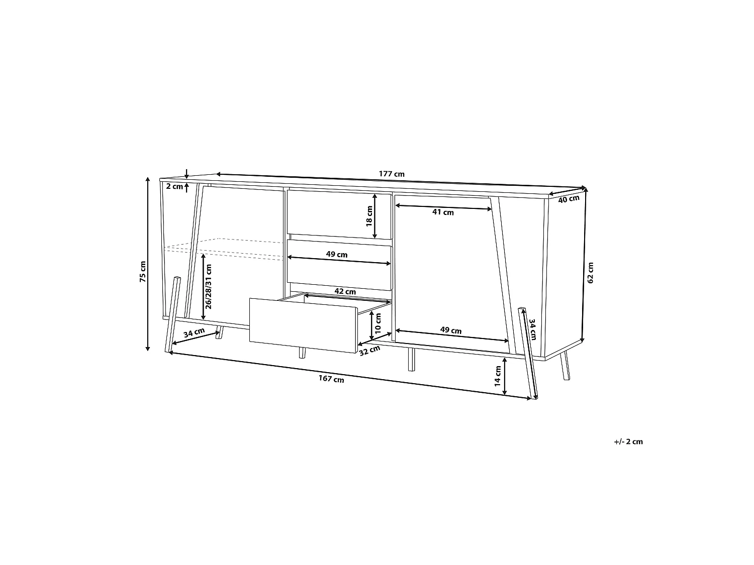Modernes Sideboard heller Holzfarbton/schwarz Blackpool