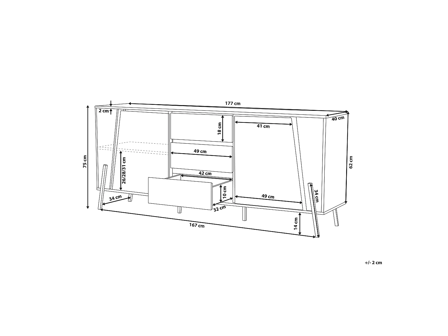 Credenza a 2 ante BLACKPOOL Marrone/ Nero