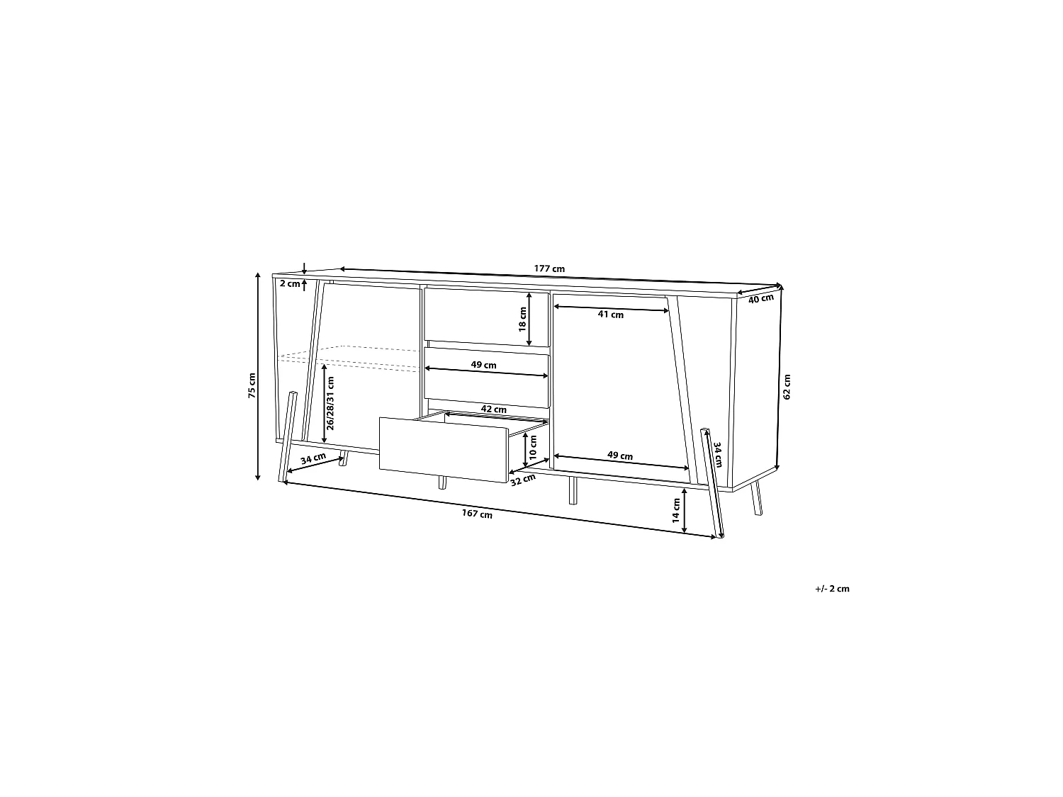 Commode 2 portes BLACKPOOL Marron/noir