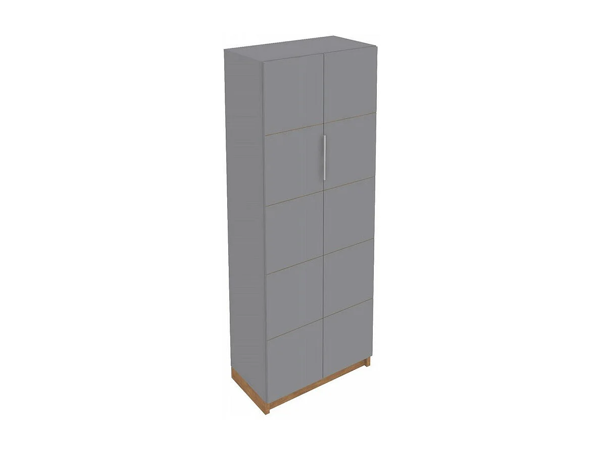 Armoire 2 Portes Grise 10 Niches L 68 H 180.7 P 37.6 cm