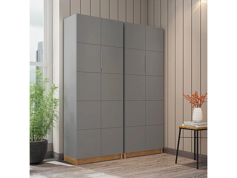 Armoire 2 Portes Grise 10 Niches L 68 H 180.7 P 37.6 cm