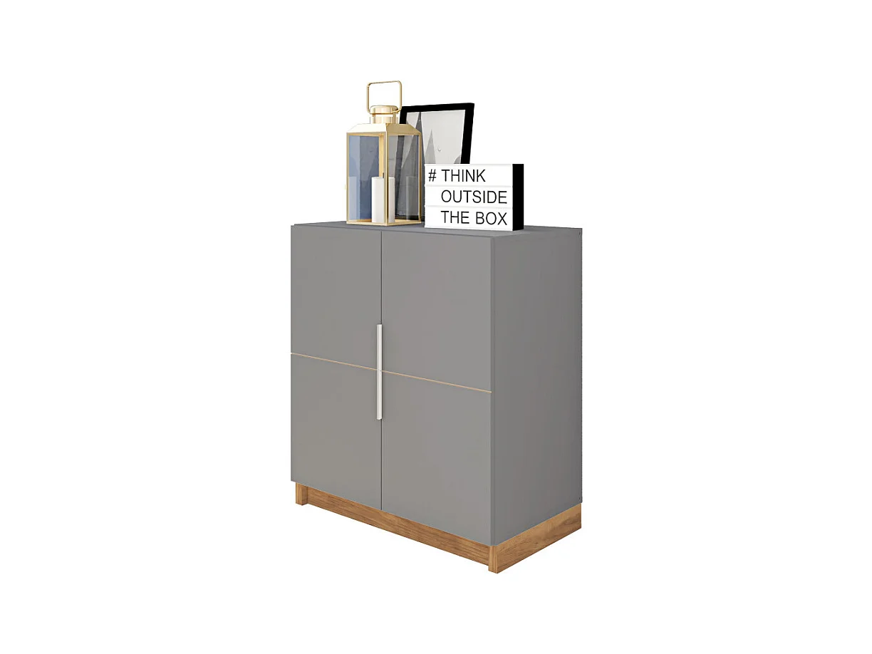 Buffet Bas 2 Portes Gris Mat 4 Niches L 68 H 76 P 37.6 cm
