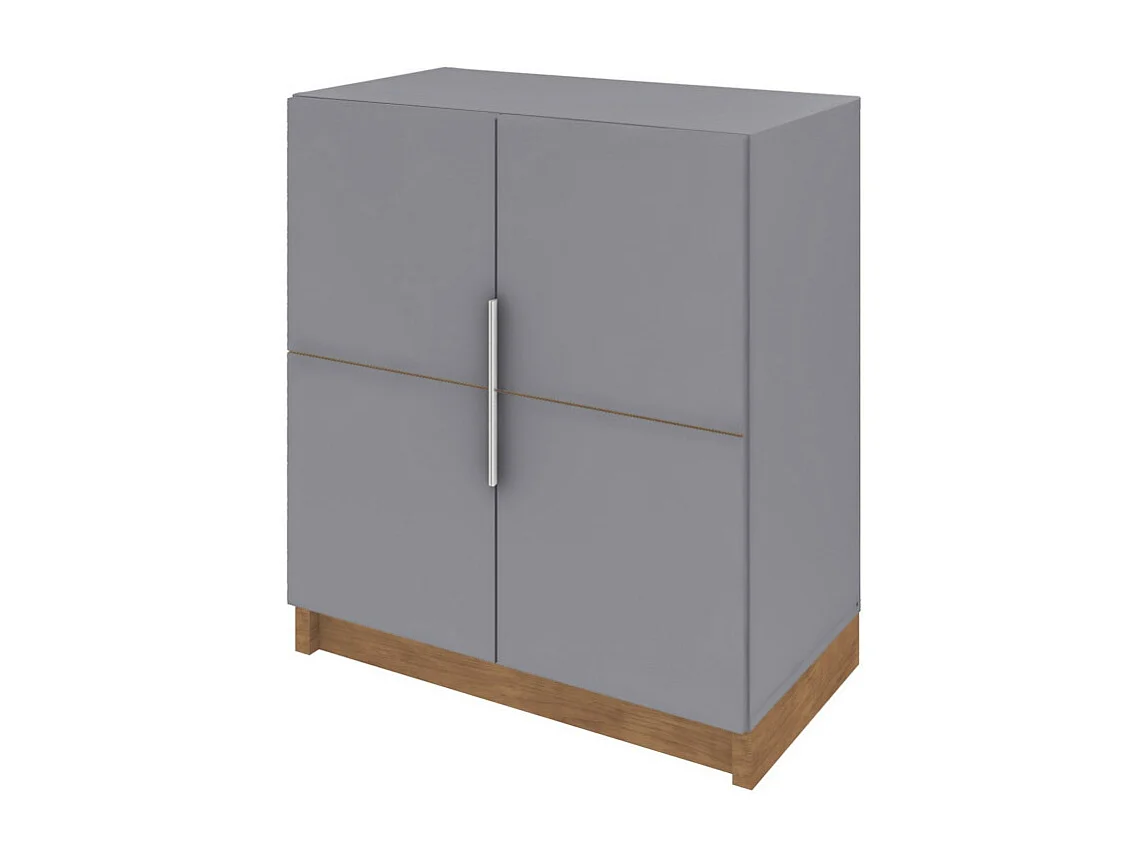 Buffet Bas 2 Portes Gris Mat 4 Niches L 68 H 76 P 37.6 cm