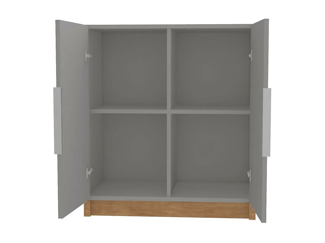 Buffet Bas 2 Portes Gris Mat 4 Niches L 68 H 76 P 37.6 cm