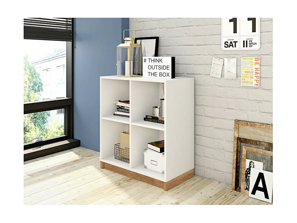 Rayonnage Blanc 4 Niches L 68 H 76 P 36 cm