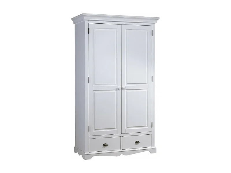 Armoire Penderie Blanche 2 Portes 2 Tiroirs