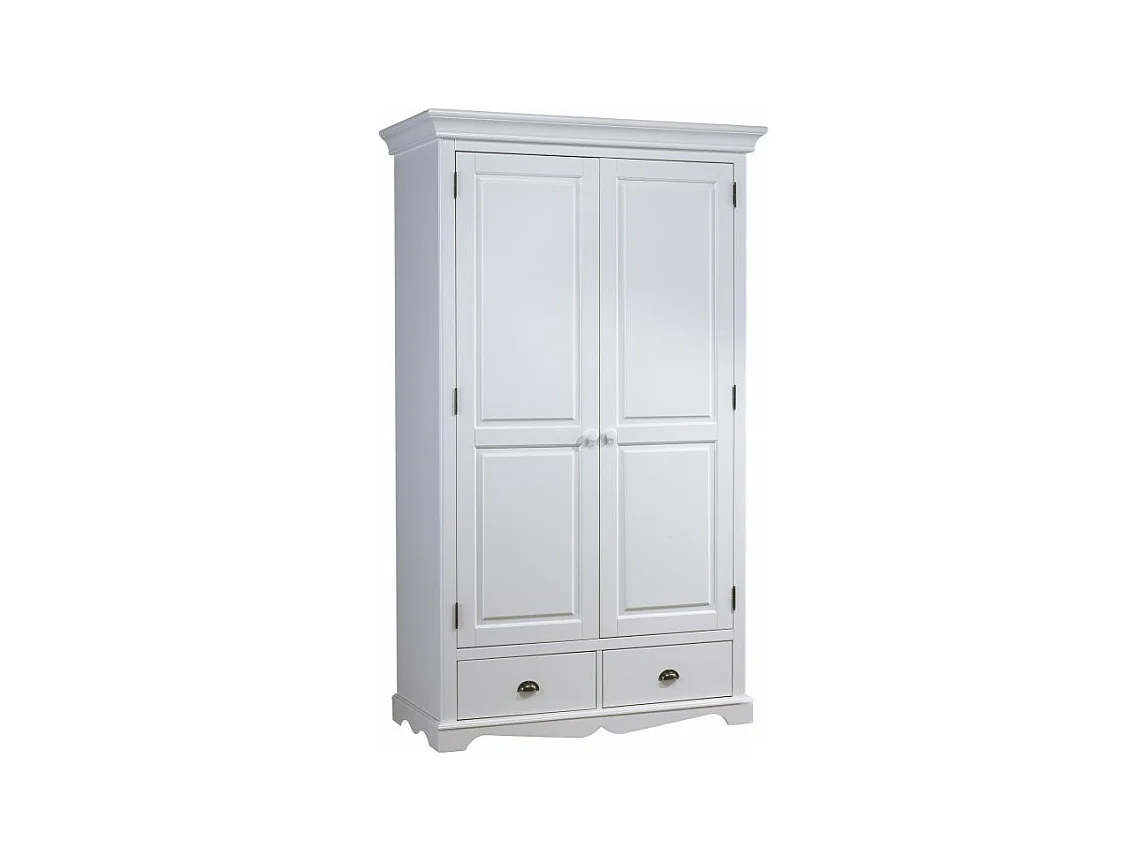 Armoire Penderie Blanche 2 Portes 2 Tiroirs