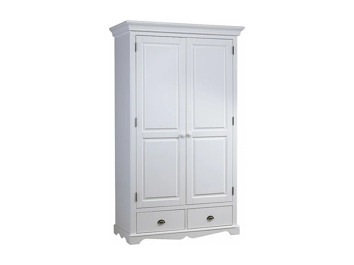 Armoire Penderie Blanche 2 Portes 2 Tiroirs