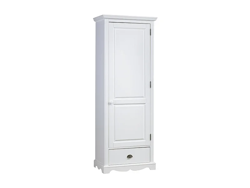 Armoire Bonnetière Blanche Style Anglais 1 Porte 1 Tiroir L 70 H 186 P 42 cm