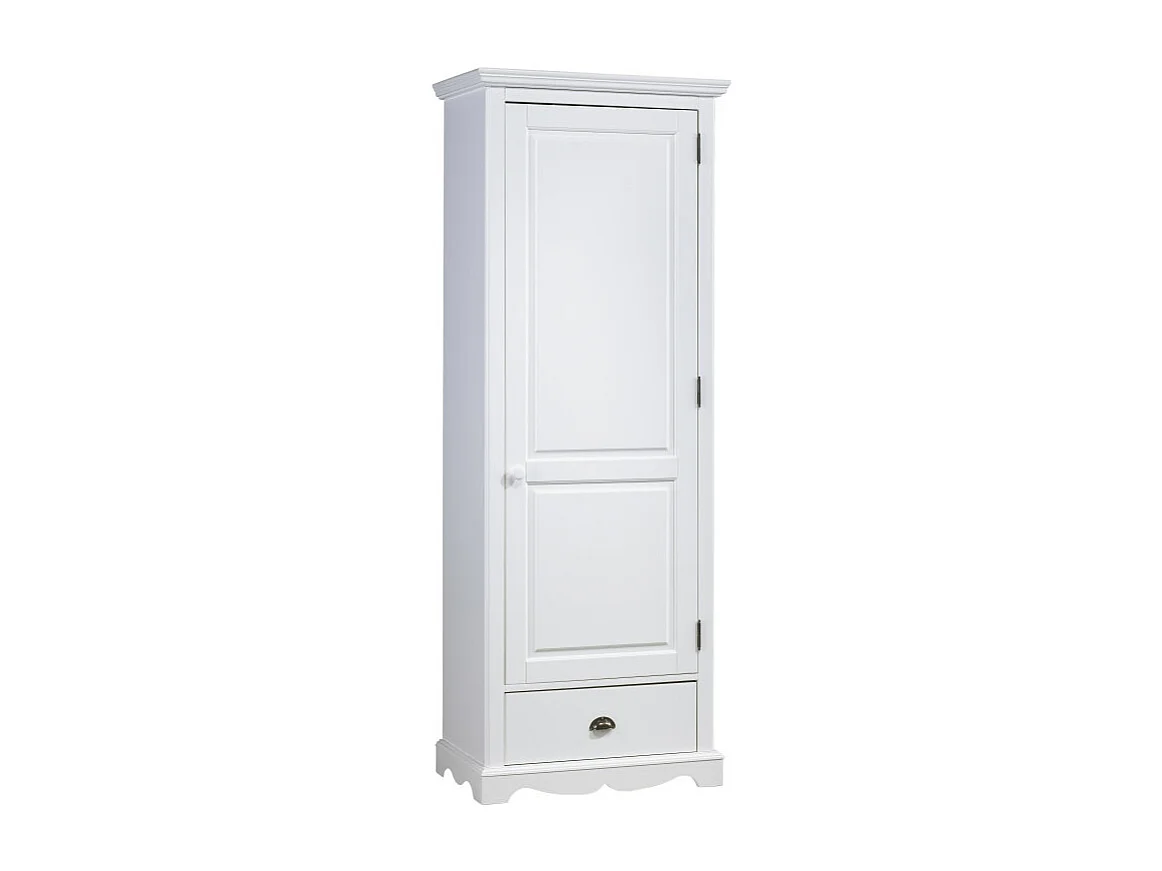 Armoire Bonnetière Blanche Style Anglais 1 Porte 1 Tiroir L 70 H 186 P 42 cm