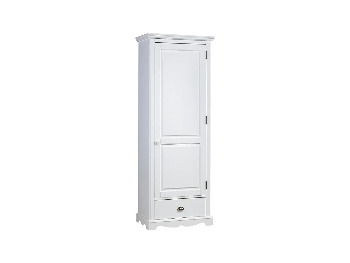 Armoire Bonnetière Blanche Style Anglais 1 Porte 1 Tiroir L 70 H 186 P 42 cm