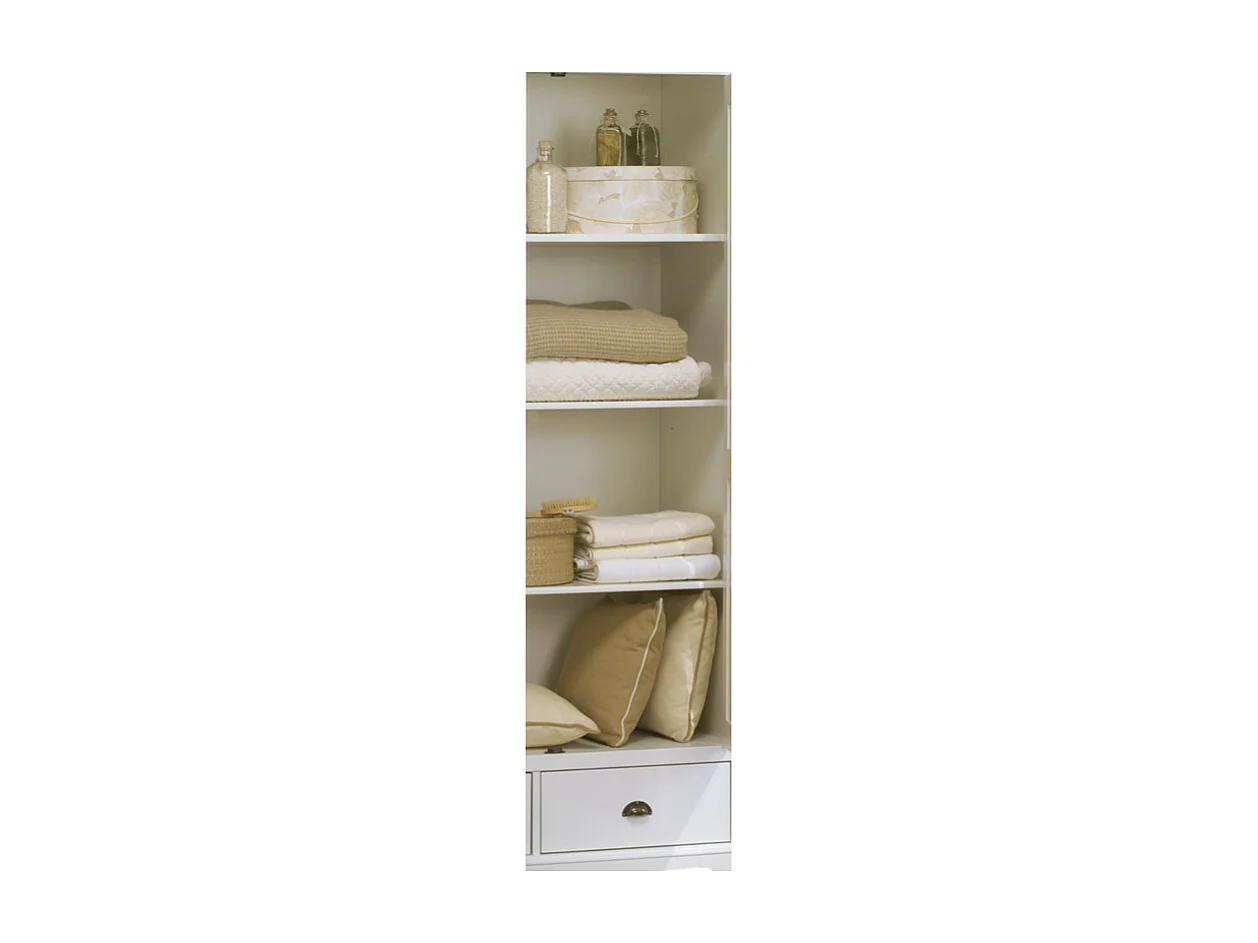 Armoire Penderie Blanche 4 Portes 4 Tiroirs 4 Etagères L 212 H 195 P 54 cm