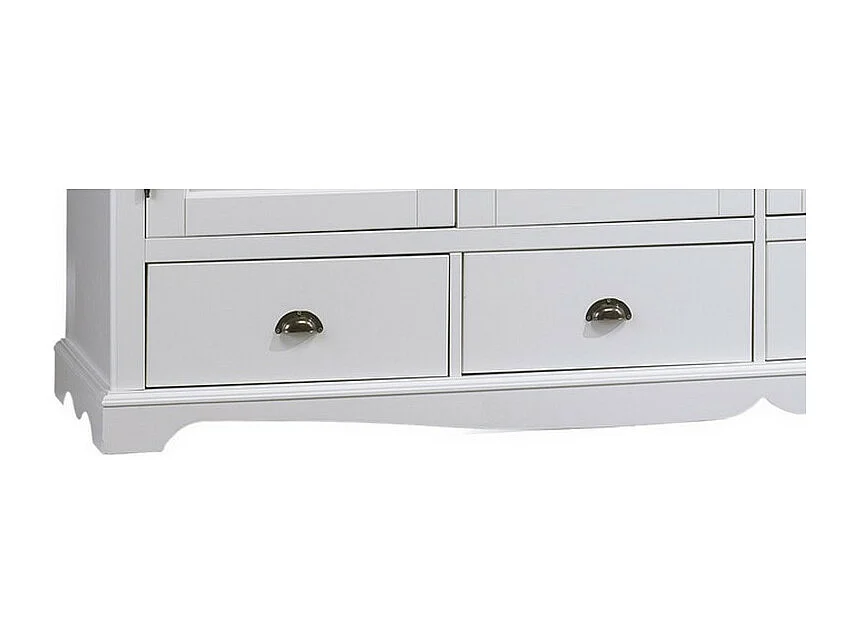 Armoire Penderie Blanche 4 Portes 4 Tiroirs 4 Etagères L 212 H 195 P 54 cm