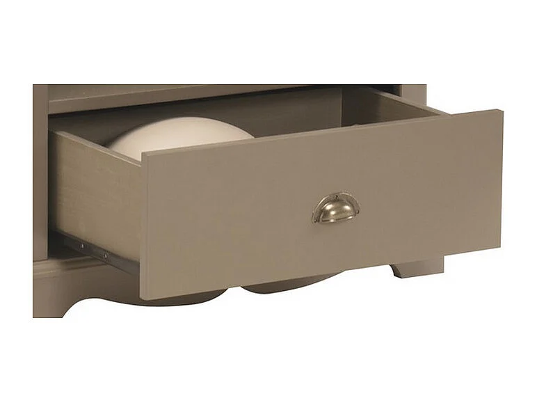 Armoire Bonnetière Taupe Style Anglais 4 Niches L 70 H 186 P 42 cm