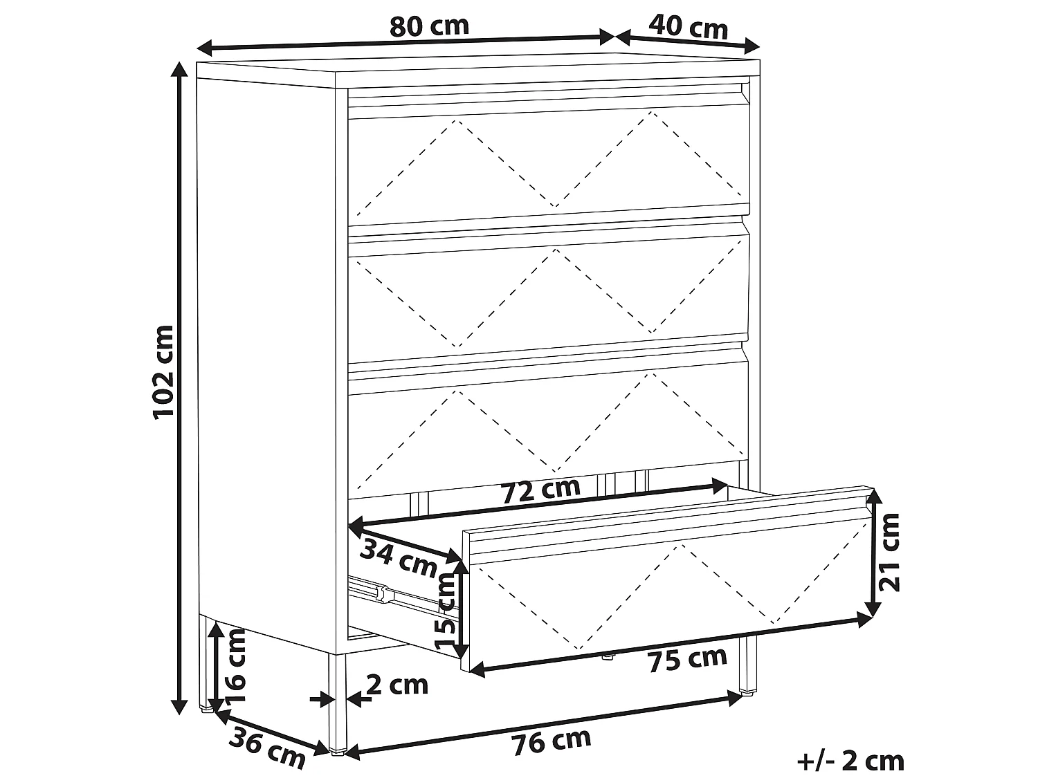 Ladekast MATANA Metaal Zwart