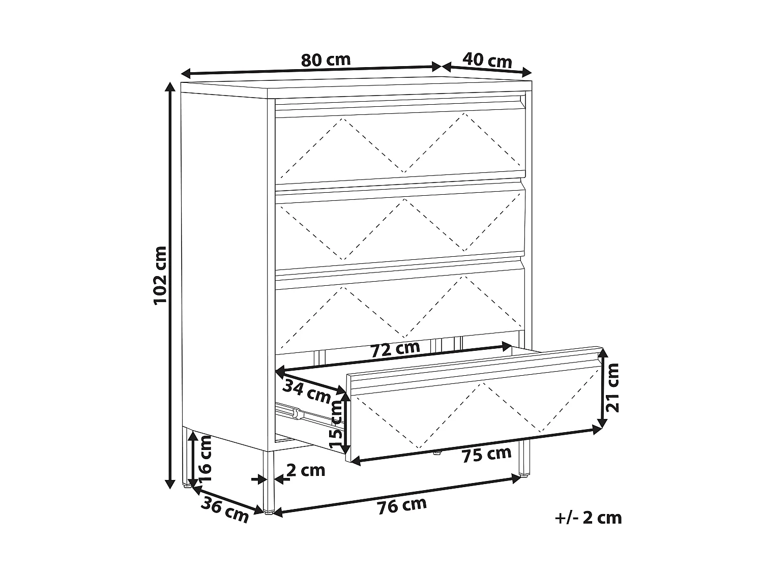 Ladekast MATANA Metaal Wit