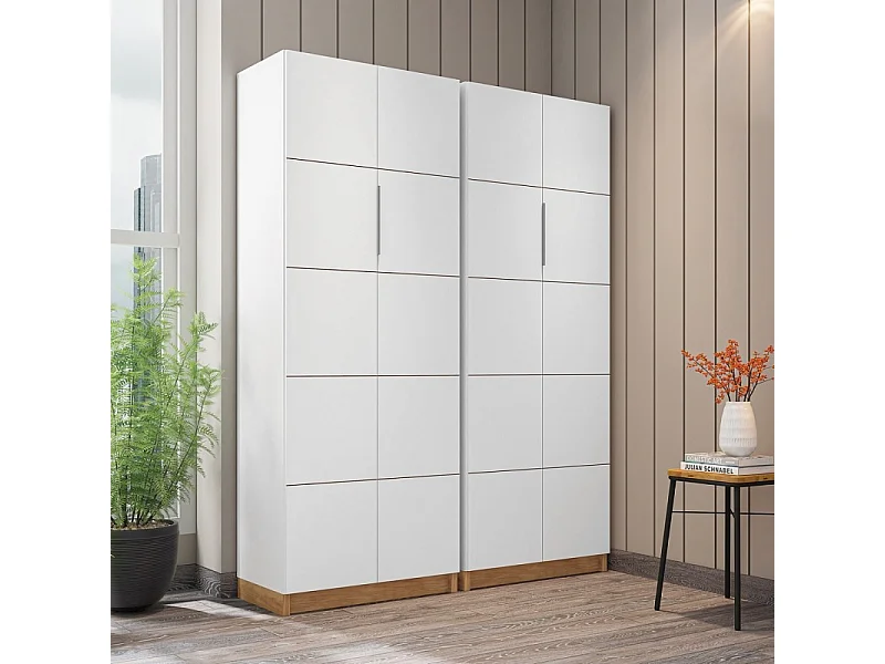 Armoire 2 Portes Blanche 8 Etagères 10 Niches Larg 68 Haut 187 Prof 37.6 cm