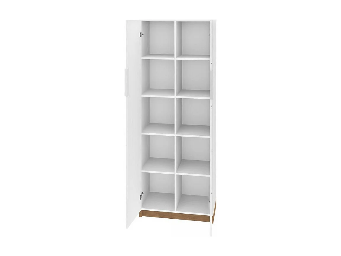 Armoire 2 Portes Blanche 8 Etagères 10 Niches Larg 68 Haut 187 Prof 37.6 cm