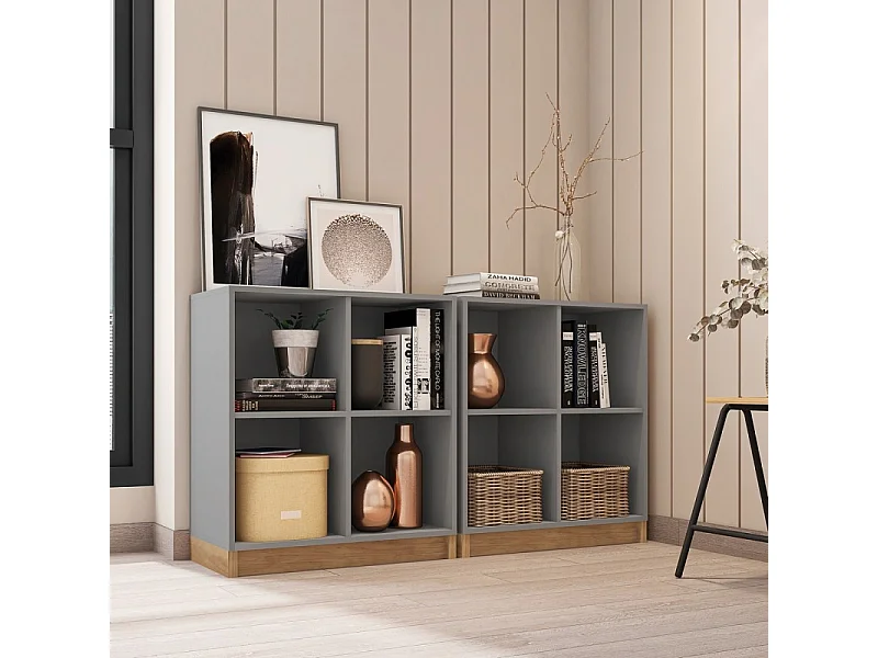 Rayonnage Bas Gris 4 Niches L 68 H 76 P 36 cm