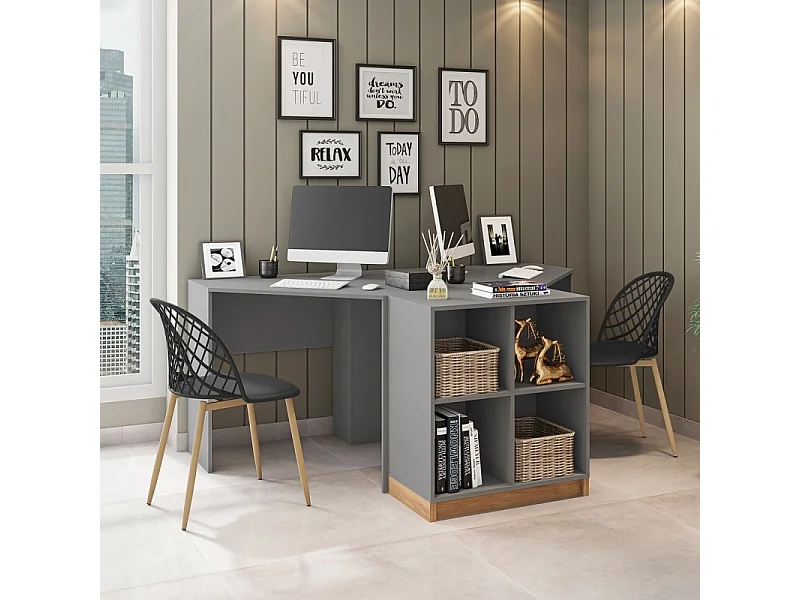 Rayonnage Bas Gris 4 Niches L 68 H 76 P 36 cm