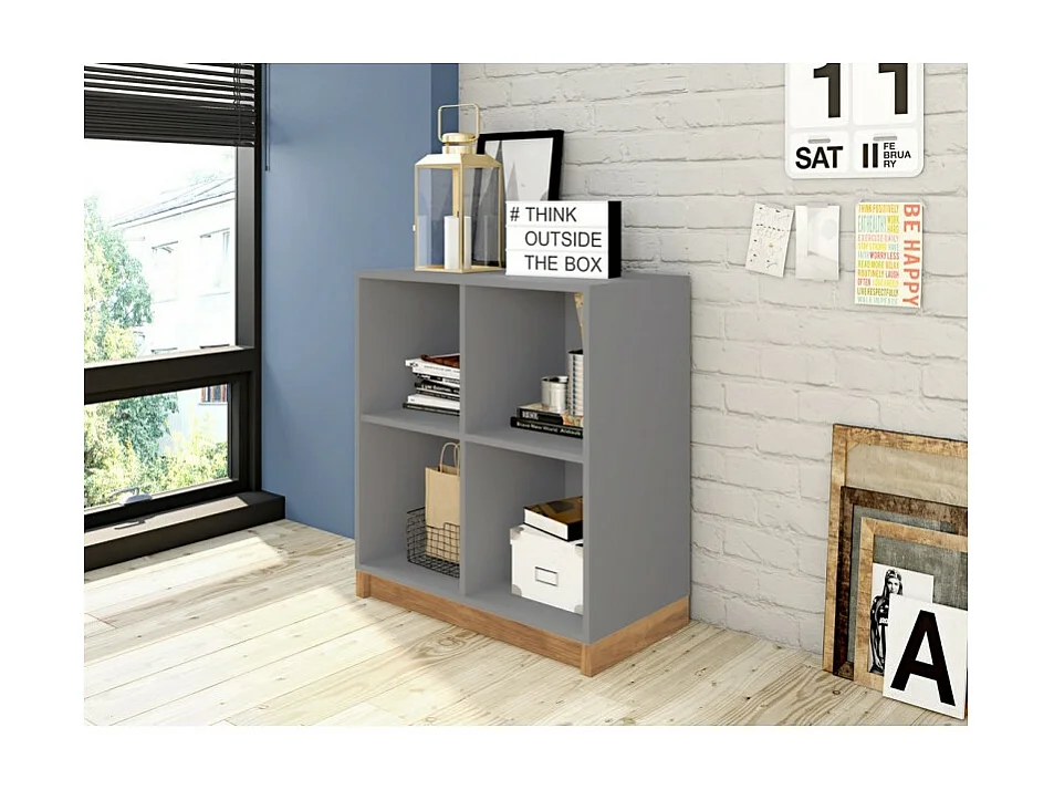 Rayonnage Bas Gris 4 Niches L 68 H 76 P 36 cm