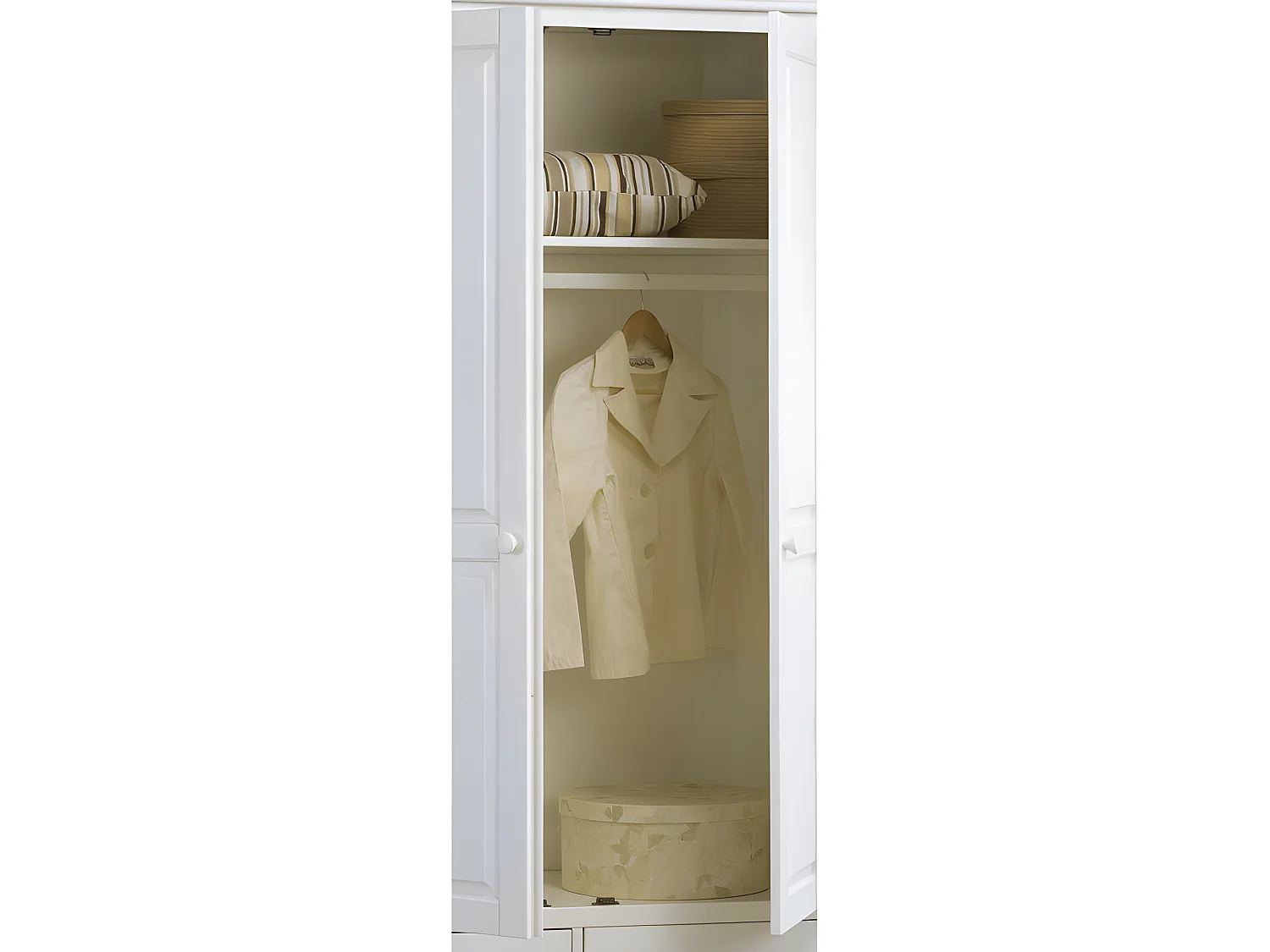 Armoire Penderie Blanche Style Anglais 3 Portes 3 Tiroirs 164,3 x 194,8 x 54,5 cm