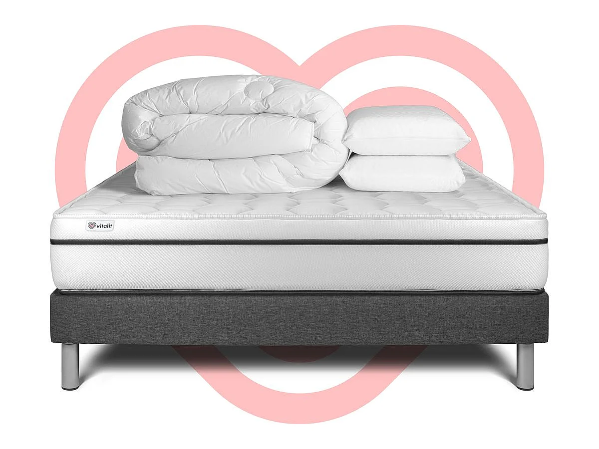 Pack prêt à dormir VITAL SPA 140 x 200 cm sommier Kit gris