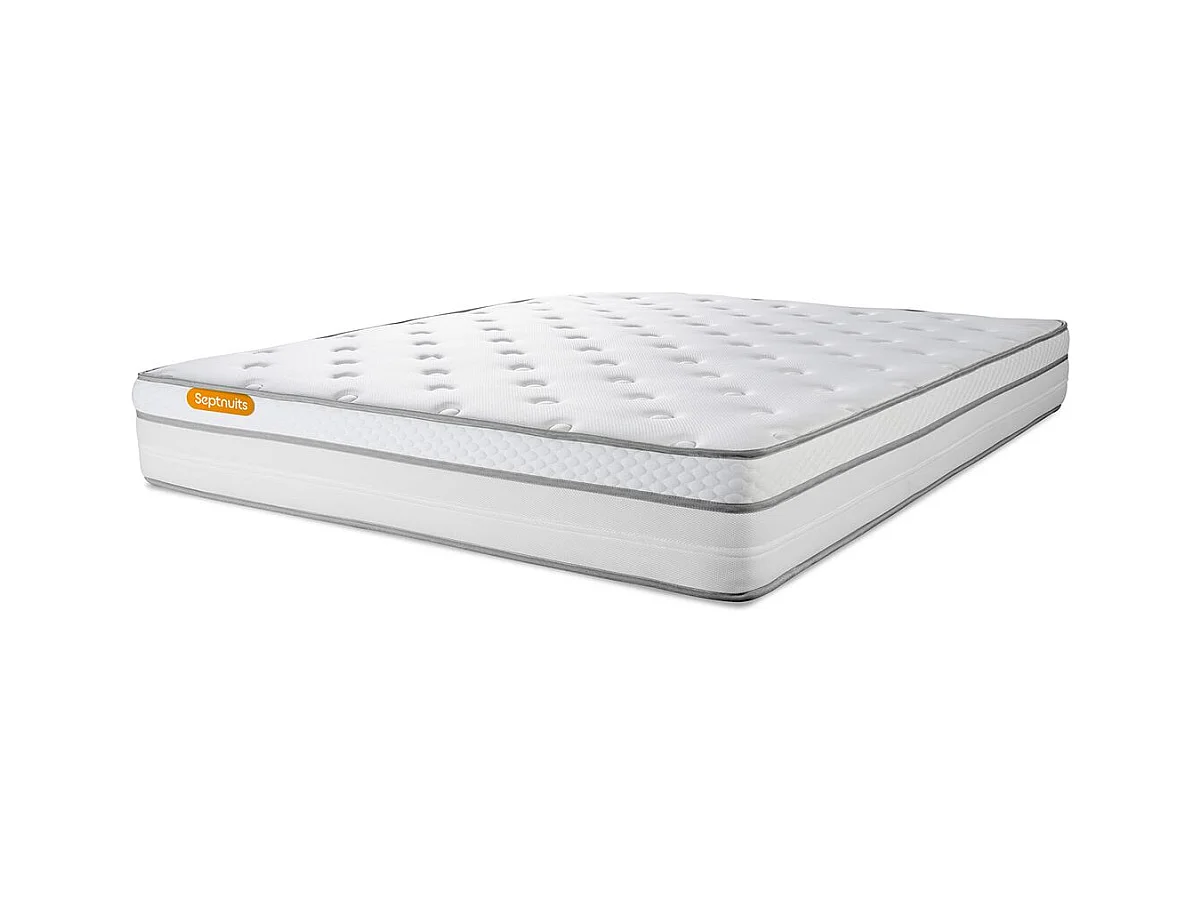 Matelas + sommier kit gris 140x190 Memo Luxe Ressorts ensachés + mémoire de forme MAXI épaisseur