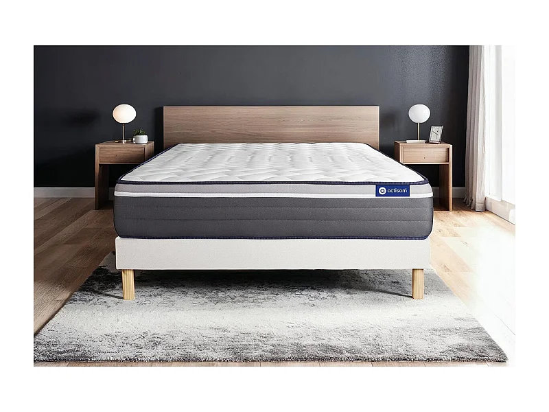 Lattenbodem en Actiflex plus matras 90x200cm , matrasdikte : 26 cm , pocketveren en traagschuim , zeer stevig, 7 comfortzones