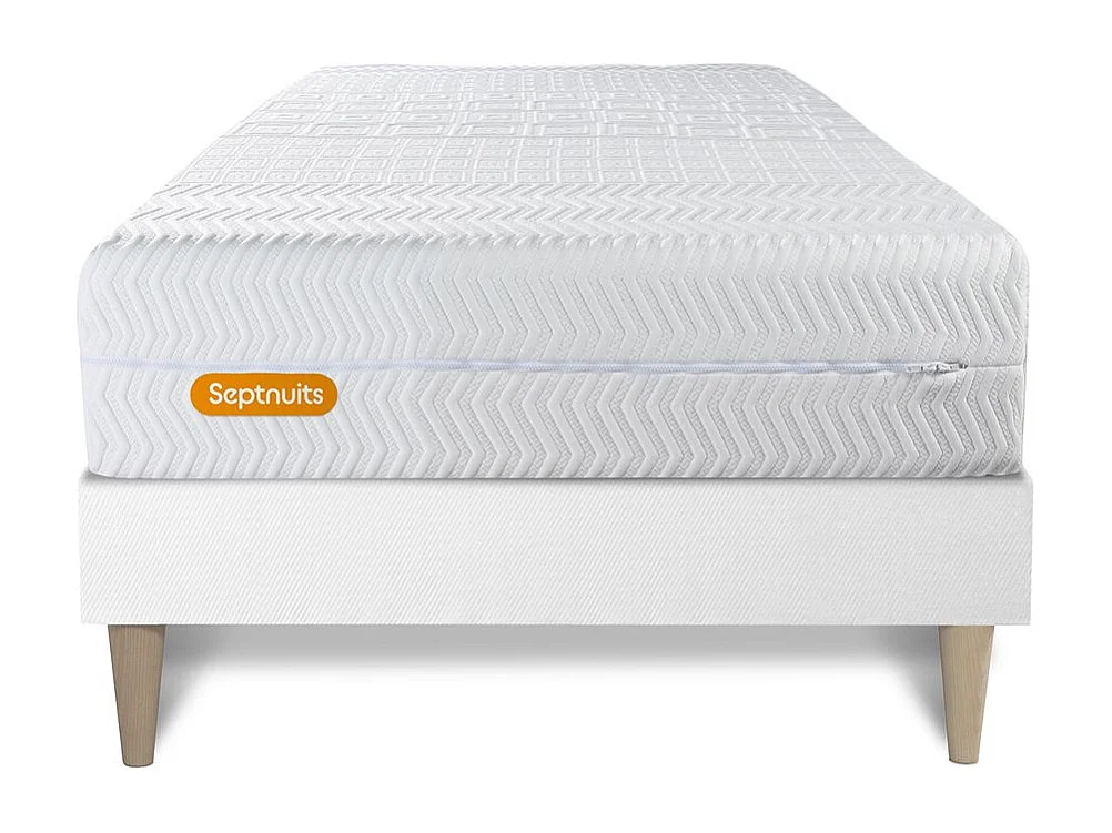 Matelas + sommier kit blanc 90x200 Memo Bio Mousse à mémoire de forme Maxi épaisseur Déhoussable
