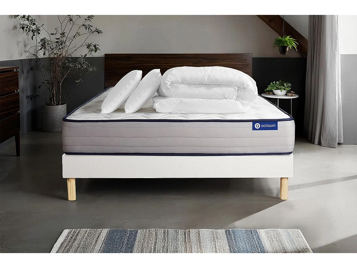 Compleet bedpakket - Matras 160x200 cm + Lattenbodem (kit) + 2 kussens + Dekbed - Actimemo Form