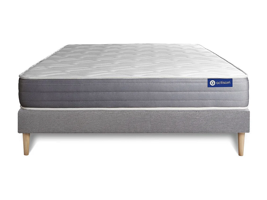 Ensemble matelas ACTILATEX DREAM Latex et mémoire de forme 200x200 cm 5zones de confort + sommier KIT gris
