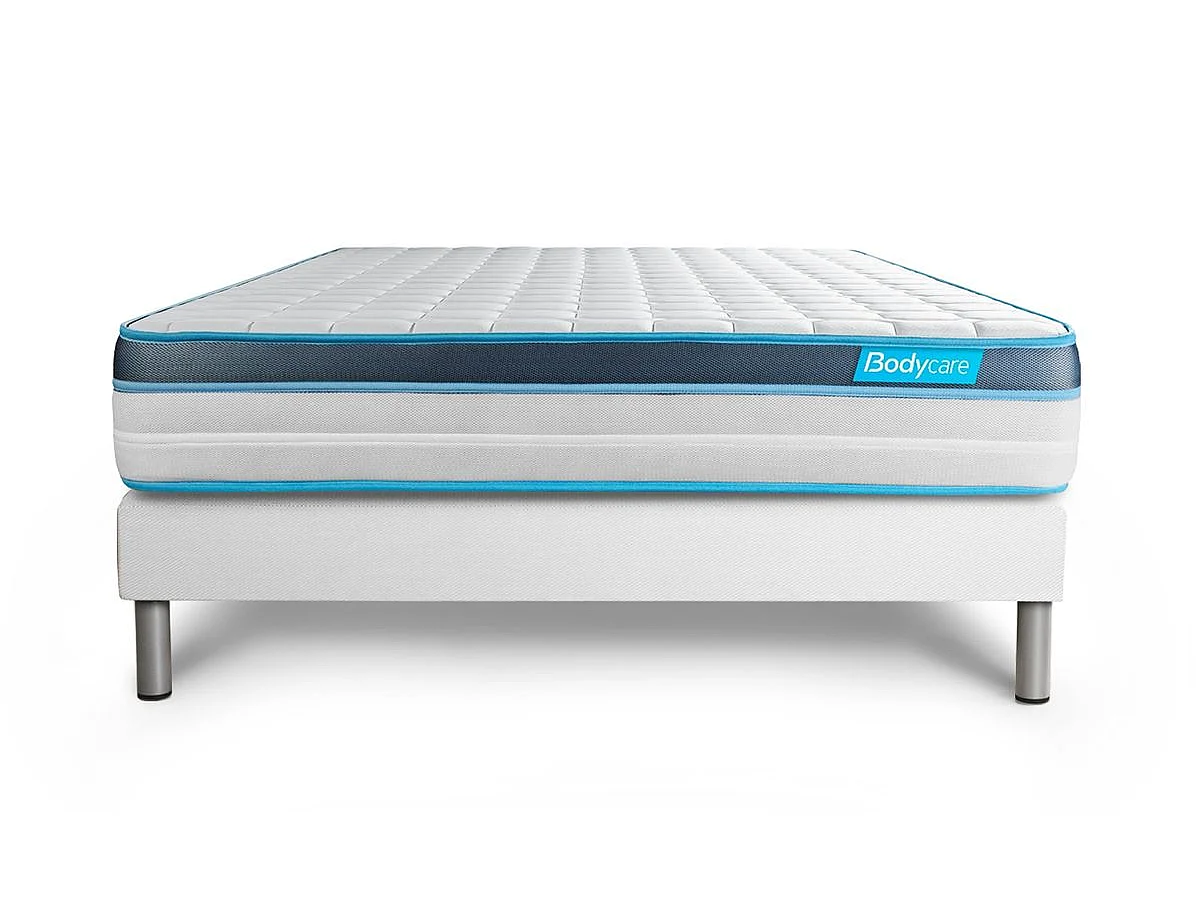 Ensemble 140x200 matelas BodyFit à mémoire de forme + sommier kit blanc
