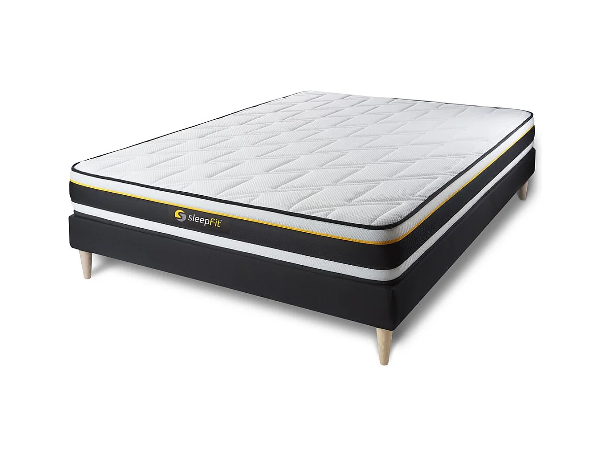 Ensemble 140x190 matelas SOFT + sommier kit noir