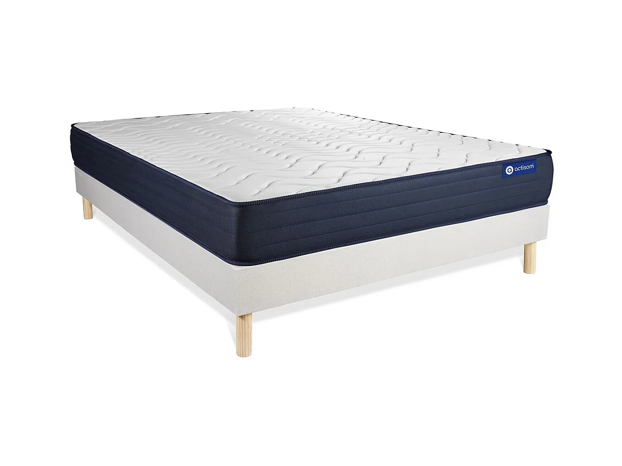 Ensemble matelas ACTILATEX LIFE 180x200 Latex et Mémoire de forme 5zones de confort + sommier KIT blanc