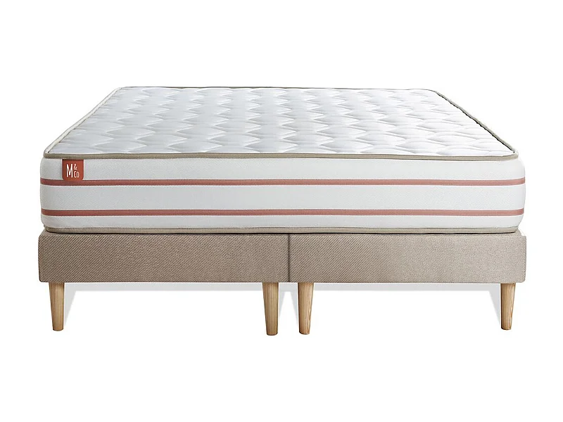 Ensemble LE DOUX 180x200cm Mémoire de forme 3 zones de confort - Ep. 24cm + double sommiers Beige