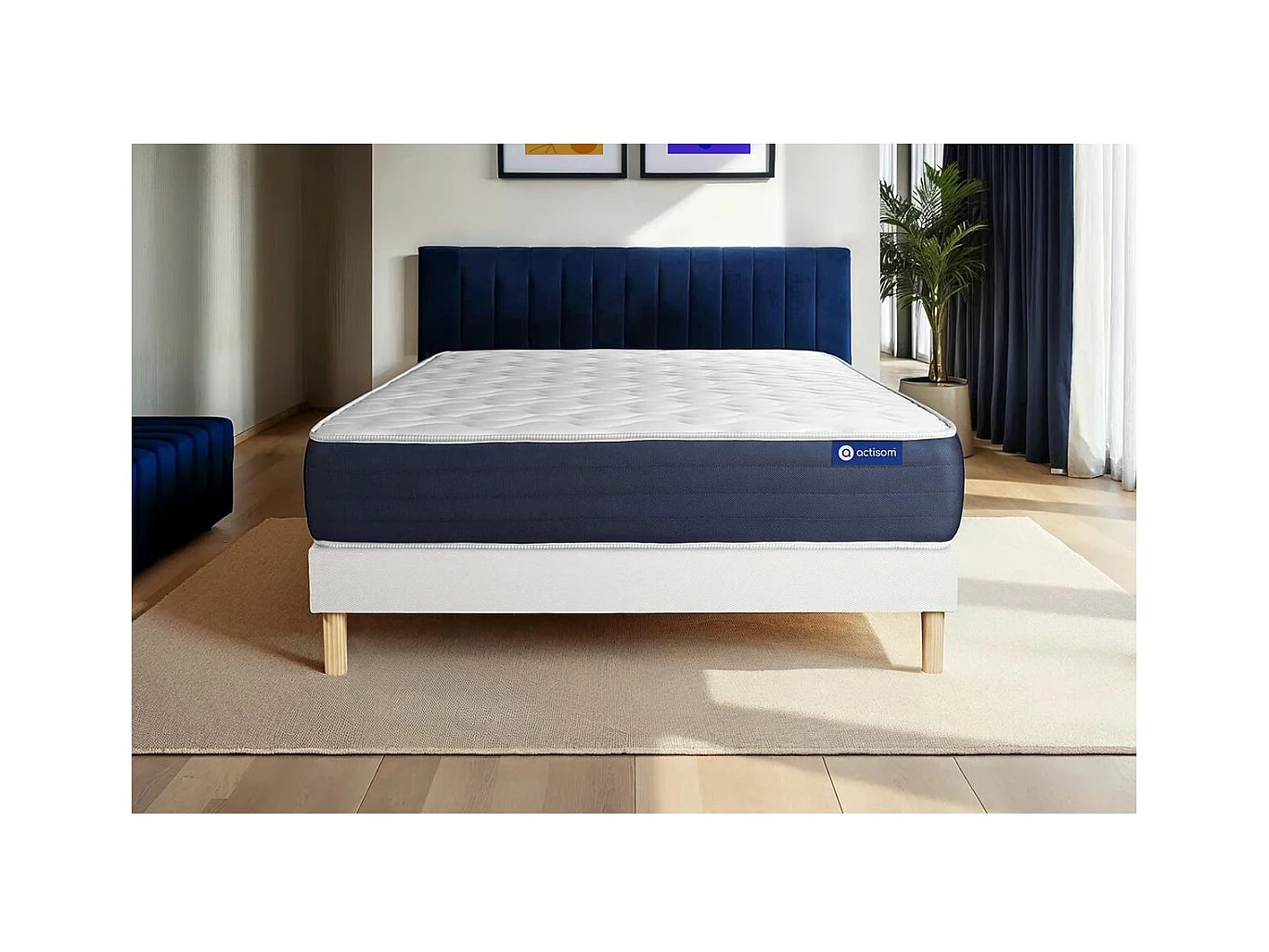 Ensemble matelas Mémoire de forme ACTIMEMO SLEEP 140x190 5zones de confort + sommier KIT blanc