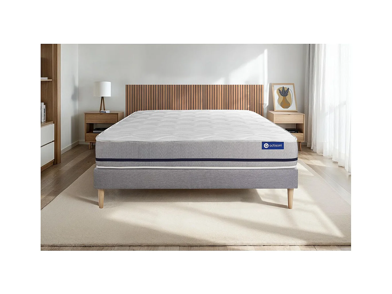 Ensemble matelas 180x200 ACTILATEX SOFT 3zones de confort + sommier KIT gris